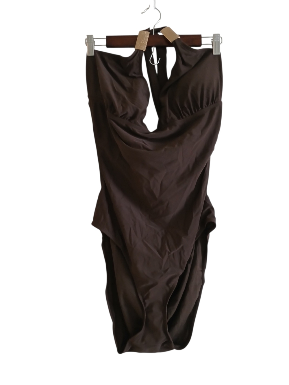 NEW OLD NAVY Monokini One Piece Swimsuit Women's XXL Brown Halter Padded Beach